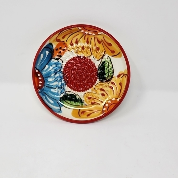Garlic Grater Yellow Red Blue Floral Handmade And Hand Painted In Spain - Picture 2 of 7